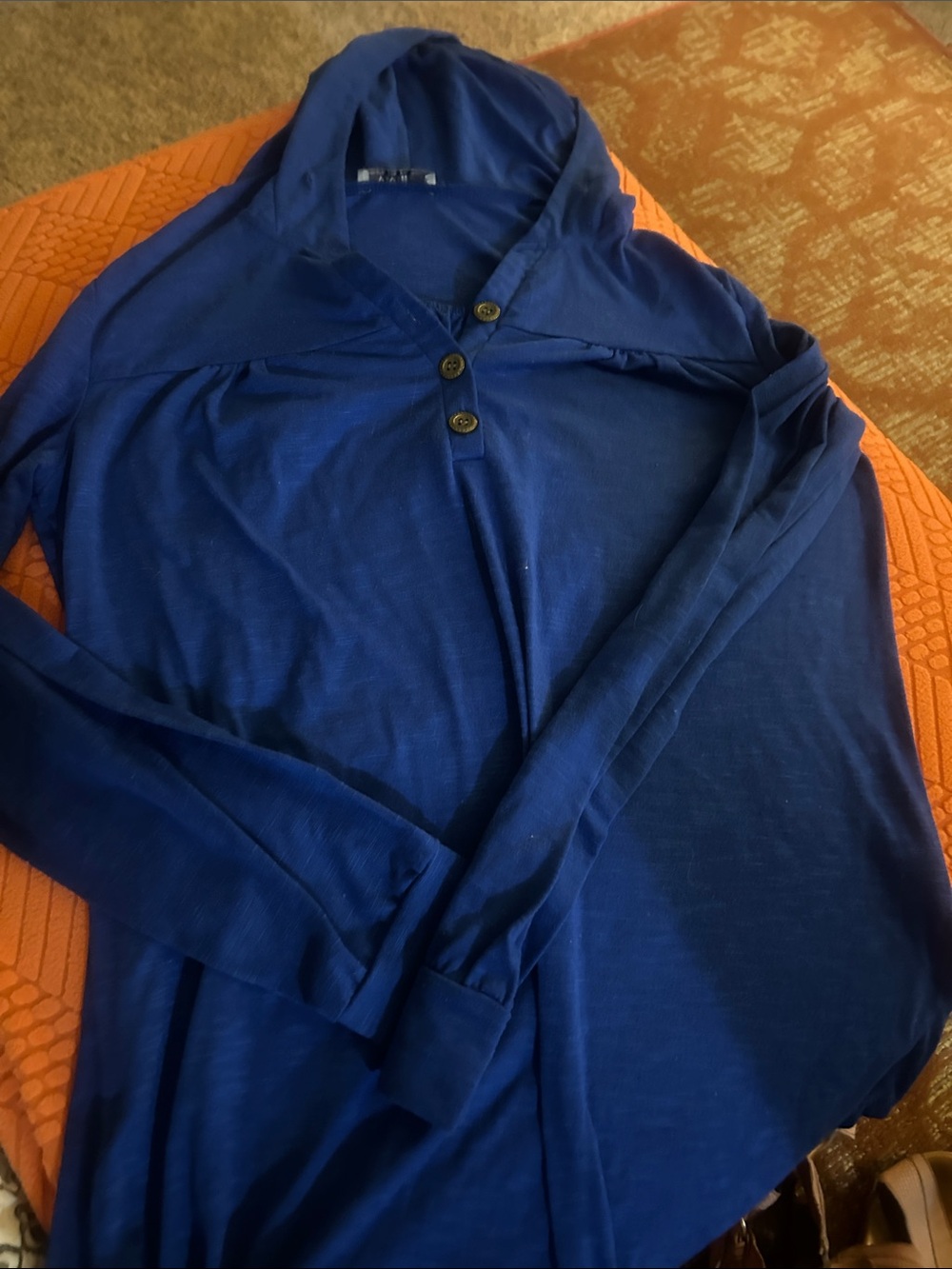 Women’s Hooded Henley Long-Sleeve Shirt - Royal Blue